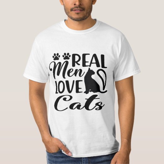 Echte Mannen Liefhebben Katten T-shirt (Voorkant)