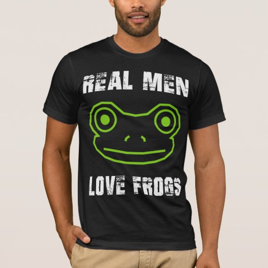 Echte Mannen Liefhebben Kikkers T-shirt (Voorkant)