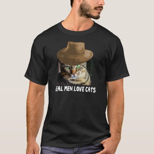 Echte Mannen Lieven Katten T-shirts (Voorkant)