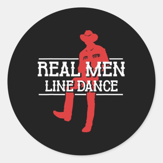 Echte Mannen Lijn Dans Westerne Country Dancing Li Ronde Sticker (Voorkant)