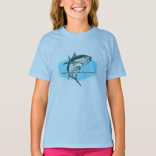 Echte Mannen Lokken Hun Eigen Haken T-shirt (Voorkant)