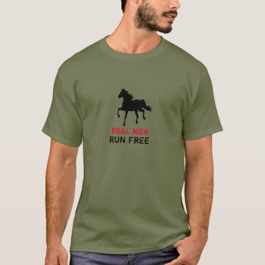 Echte Mannen lopen vrij en vrij zwart paard (Tough T-shirt (Voorkant)