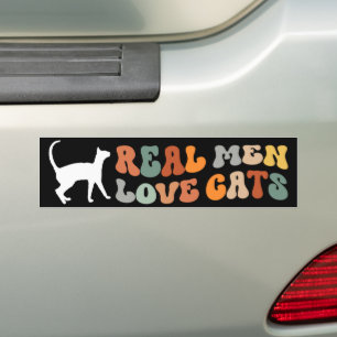 Echte Mannen Love Cats Funny Bumpersticker
