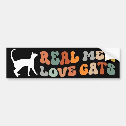 Echte Mannen Love Cats Funny Bumpersticker (Voorkant)