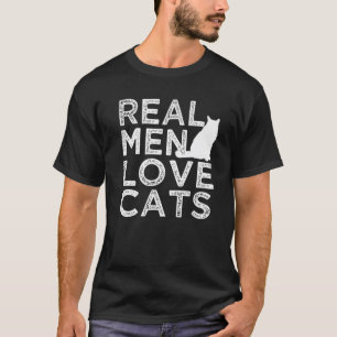 Echte Mannen Love Cats Funny Mannen T-shirt