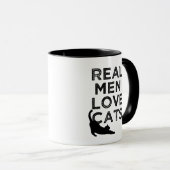 Echte Mannen Love Cats grappige koffie mok (Voorkant rechts)