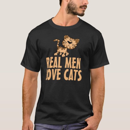 Echte Mannen Love Cats T-shirts (Voorkant)