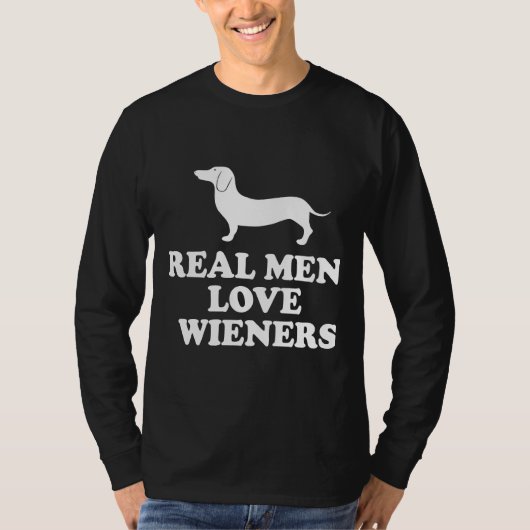 Echte Mannen Love Wiener Dachshund T-shirt (Voorkant)