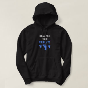 Echte mannen maken triplets grappig met blauwe bab hoodie