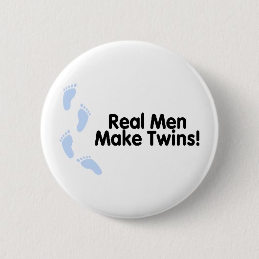 Echte Mannen maken tweelingen (jongens) Ronde Button 5,7 Cm (Voorkant)