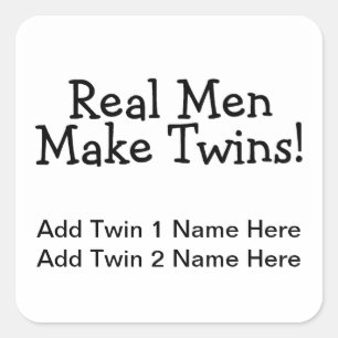 Echte Mannen maken tweelingen (zwart) Vierkante Sticker