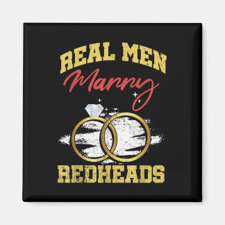 Echte Mannen marry Redhead Wedding Groom Bride Gin Magneet