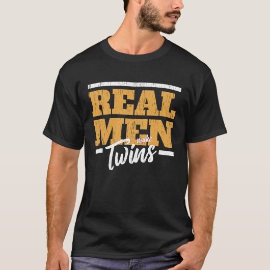 Echte Mannen met twee Mannen tweeling T-shirt (Voorkant)