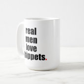 Echte Mannen Mok van Liefde Whippets (Voorkant links)