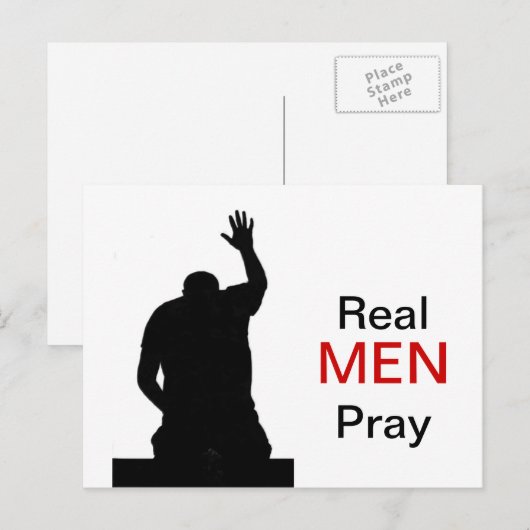 Echte Mannen Pray Briefkaart (Voorkant / Achterkant)