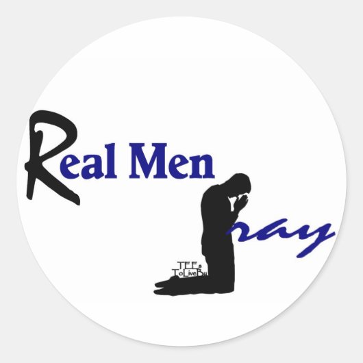 Echte Mannen Pray Ronde Sticker (Voorkant)