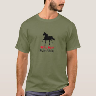 Echte Mannen Rennen Vrij & Wild Zwart Paard (Stoer T-shirt
