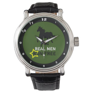Echte Mannen Rennen Vrij & Wild Zwart Paard (Tough Horloge