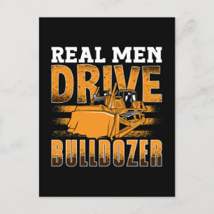 Echte Mannen rijden bulldozer bouwplaatsmedewerker Feestdagenkaart
