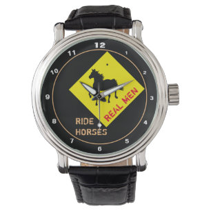 Echte mannen rijden op paarden & Black Horse Party Horloge