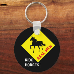 Echte Mannen Rijden op Paarden & Black Horse Party Sleutelhanger