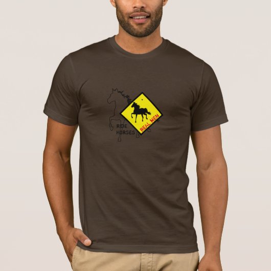 Echte Mannen Rijden op Paarden & Black Horse Party T-shirt (Voorkant)