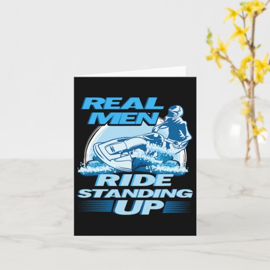Echte Mannen Rijden Staand Op Jetski Design Kaart (Gele Bloem)