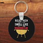 Echte Mannen ruiken naar barbecue Funny BBQ Grill  Sleutelhanger (Voorkant)