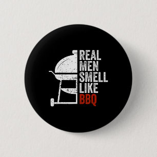 Echte Mannen Ruiken Naar Barbecue Funny Bbq Grille Ronde Button 5,7 Cm