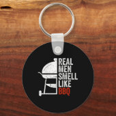 Echte Mannen Ruiken Naar Barbecue Funny Bbq Grille Sleutelhanger (Voorkant)