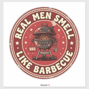 Echte Mannen Ruiken Naar Barbecue Retro Grill Sticker