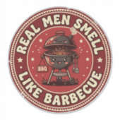 Echte Mannen Ruiken Naar Barbecue | Retro Grill Sticker (Voorkant)