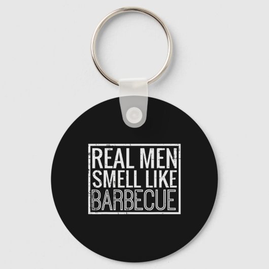 Echte mannen ruiken naar barbeque Funny Bbq Grill Sleutelhanger (Voorkant)