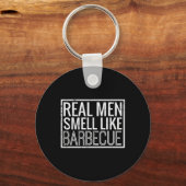 Echte mannen ruiken naar barbeque Funny Bbq Grill Sleutelhanger (Voorkant)