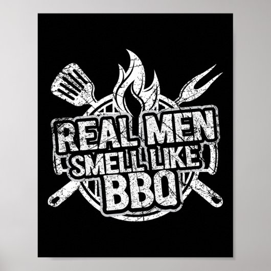 Echte Mannen Ruiken Naar Bbq-shirts Voor Mannen By Poster (Voorkant)