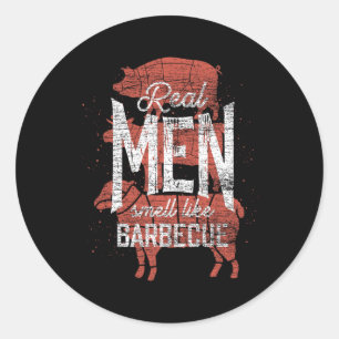 Echte Mannen Ruiken Naar Byrbecue Gerookt Vlees Ma Ronde Sticker