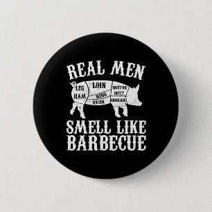 Echte Mannen Ruiken Naar Byrbeque Bbq Byrbecue Gri Ronde Button 5,7 Cm