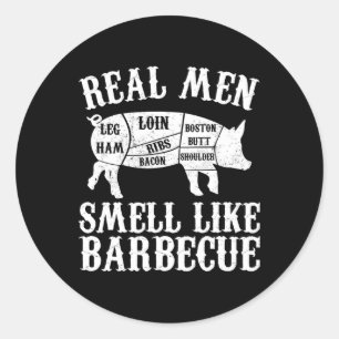 Echte Mannen Ruiken Naar Byrbeque Bbq Byrbecue Gri Ronde Sticker