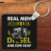 Echte Mannen ruiken naar diesel en Koe onzin boer  Sleutelhanger (Achterkant)