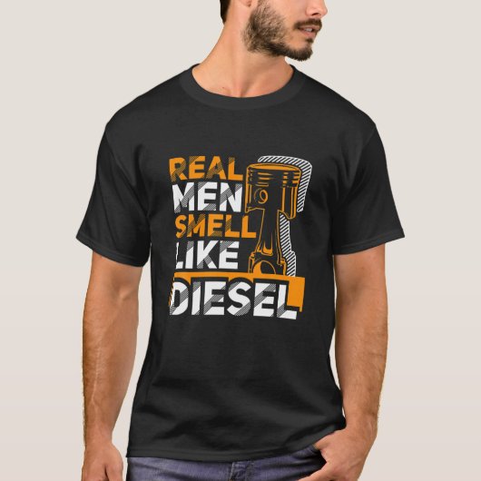 Echte Mannen ruiken naar Diesel Funny Trucker Humo T-shirt (Voorkant)