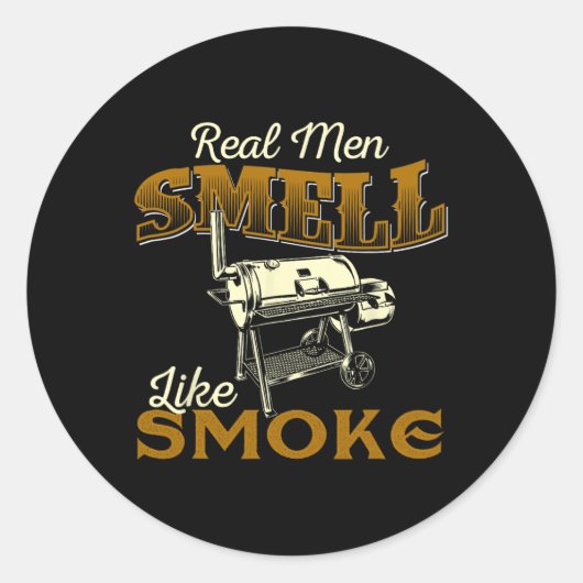 Echte Mannen Ruiken Naar Rook - Pitmaster Bbq Smok Ronde Sticker (Voorkant)