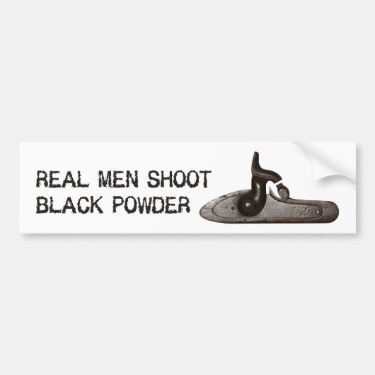 Echte mannen schieten op Zwarte Powder, schietgewe Bumpersticker (Voorkant)