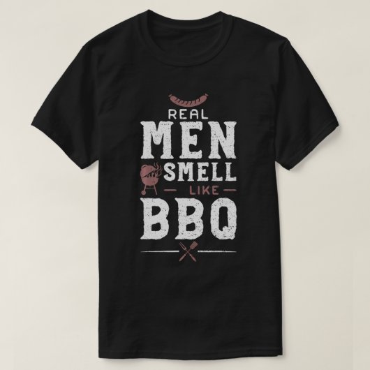 Echte Mannen smeren als BBQ Grilling T-shirt (Design voorkant)
