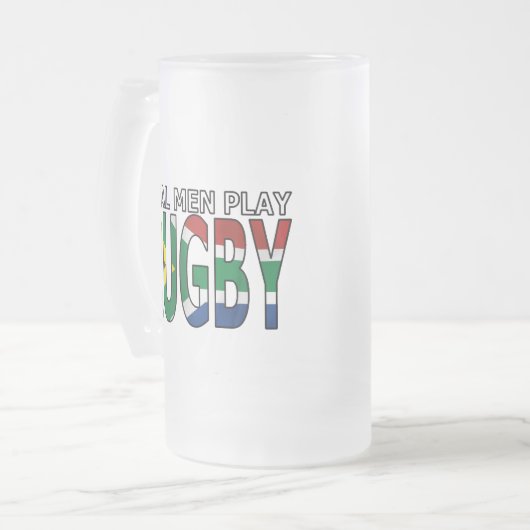 Echte Mannen spelen in Rugby Zuid-Afrika Matglas Bierpul (Voorkant links)