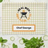 Echte Mannen spelen met Fire Barbecue Grill Theedoek (Gevouwen)