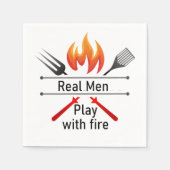 Echte Mannen spelen met Fire Fun BBQ Quote Servet (Voorkant)