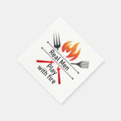Echte Mannen spelen met Fire Fun BBQ Quote Servet (Hoek)
