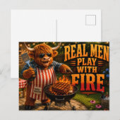 Echte Mannen Spelen met Vuur Briefkaart (Voorkant / Achterkant)