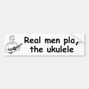 Echte mannen spelen ukulele bumpersticker