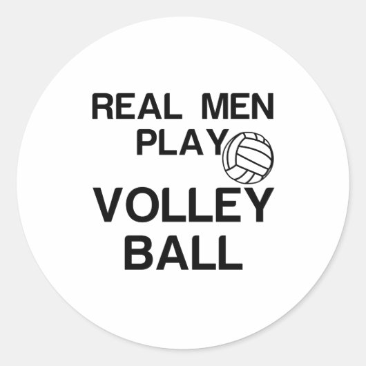 ECHTE MANNEN SPELEN VOLLEYBALL RONDE STICKER (Voorkant)